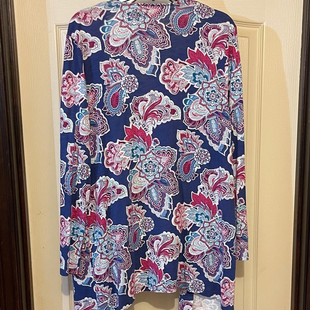 Chico's Blue and Pink Paisley Cardigan - Picture 4 of 4